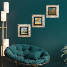 Pinecone Stone Van Gogh Çerçeveli Taş Duvar Tablosu 3’lü Set - Dekoratif Modern Sanat, Ev ve Ofis Dekoru |TK3-559|
