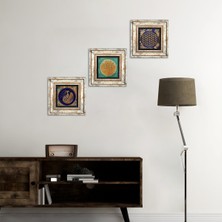 Pinecone Stone Lotus Çiçeği, Tavus Kuşu, Yaşam Çiçeği Çerçeveli Taş Duvar Tablosu 3’lü Set - Dekoratif Modern Sanat, Ev ve Ofis Dekoru |TK3-63|