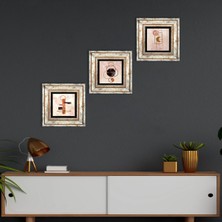 Pinecone Stone Minimalist Soyut Çerçeveli Taş Duvar Tablosu 3’lü Set - Dekoratif Modern Sanat, Ev ve Ofis Dekoru |TK3-1705|