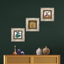 Pinecone Stone Nazar Duası, Semazen Çerçeveli Taş Duvar Tablosu 3’lü Set - Dekoratif Modern Sanat, Ev ve Ofis Dekoru |TK3-233|