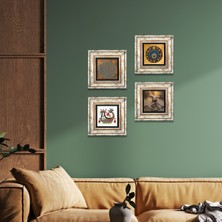 Pinecone Stone Yaşam Çiçeği, Semazen, Şahmeran, Nazar Çerçeveli Taş Duvar Tablosu 4’lü Set - Dekoratif Modern Sanat, Ev ve Ofis Dekoru |TK4-630|
