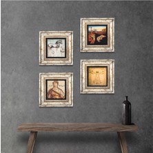 Pinecone Salvador Dalí, Soteria Mozaiği, Leonardo da Vinci Taş Duvar Tablosu Çerçeveli Duvar Dekoru 4 Parça Tablo Seti Wall Art T4-974