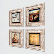 Pinecone Salvador Dalí, Soteria Mozaiği, Leonardo da Vinci Taş Duvar Tablosu Çerçeveli Duvar Dekoru 4 Parça Tablo Seti Wall Art T4-974
