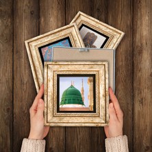 Pinecone Ayet-el Kürsi, Fatiha Suresi, Ravza-i Mutahhara Taş Duvar Tablosu Çerçeveli Duvar Dekoru 4 Parça Tablo Seti Wall Art T4-1345