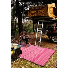 Katlanabilir Pembe Plaj Kamp Piknik Bahçe Balkon Teras Hasır Halı Mat Savan Kilim Karavan Halısı 150x210