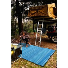 Katlanabilir Mavi Plaj Kamp Piknik Bahçe Balkon Teras Hasır Halı Mat Savan Kilim Karavan Halısı 90x180
