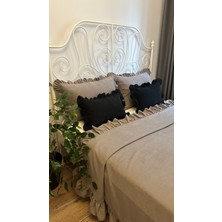 Decamor Home Fırfırlı Gri Yatak Örtüsü Takımı Çift Kişilik