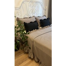 Decamor Home Fırfırlı Gri Yatak Örtüsü Takımı Çift Kişilik