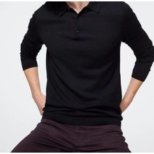 Mavimoure Polo Yaka Uzun Kollu Pamuklu Uzun Kol Polo Yakalı  T-Shirt
