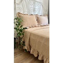 Decamor Home Fırfırlı Bej  Yatak Örtüsü Çift Kişilik