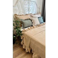 Decamor Home Fırfırlı Bej  Yatak Örtüsü Çift Kişilik