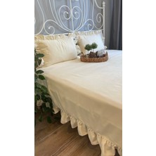 Decamor Home Fırfırlı Ekru Yatak Örtüsü Çift Kişilik