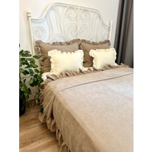 Decamor Home Fırfırlı Sütlü Kahve Yatak Örtüsü Çift Kişilik