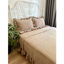Decamor Home Fırfırlı Sütlü Kahve Yatak Örtüsü Çift Kişilik