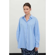 ROMAN Boyfriend Poplin Gömlek Mavi K2413540_036