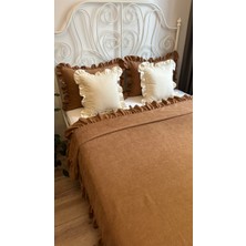 Decamor Home Fırfırlı Kahverengi Yatak Örtüsü Seti Çift Kişilik