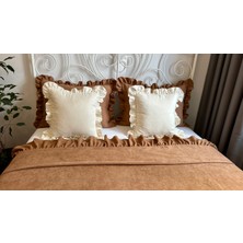 Decamor Home Fırfırlı Kahverengi Yatak Örtüsü Seti Çift Kişilik