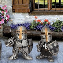 Knight Gnome Heykeli Reçine Yaramaz Gnome Bahçe Dekorasyonu 7 (Yurt Dışından)