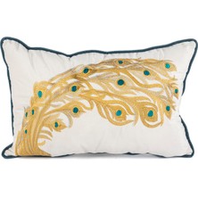 Mikasa Moor Krem Kadife Tavus Kuşu Yastık Kırlent 40X60