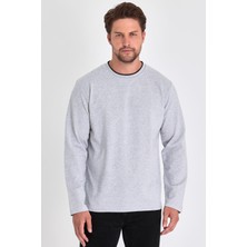 Mmetalic Erkek Gri Çift Bisiklet Yaka Standart Rahat Kesim Sweatshirt