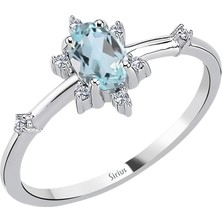 Sirius Pırlanta Pırlanta ve Sky Blue Topaz Buz Kristali Yüzük 0417R0325