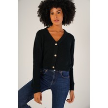 Trist Star Kadın Nefti Selanik Örgü V Yaka Pamuk Hırka TRIST-6150