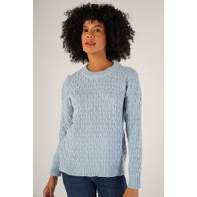 Trist Star Kadın Mavi Saç Yürütme Bisiklet Yaka Yün Kazak TRIST-6151