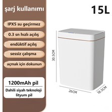 Exquisite 15 Lt Akıllı Çöp Kutusu - Beyaz (Yurt Dışından)