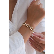 Güzide Kuyumcu Güzide 14 Ayar Altın Taşlı Zincir Bileklik