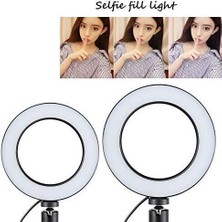 Renksan Rıng Fıll Lıght LED Selfie Halka Işık 24W 5500K Tripod ile iphone Akıllı Telefon Makyaj