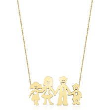 Fiyonk Kuyumculuk 14 Ayar Altın Anne Baba ve Çocuklar Aile Kolyesi