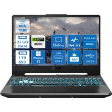 Asus TUF Gaming F15 Intel Core i5 11400H 32GB 1TB SSD 4GB RTX3050 Windows 11 Home 15.6" FHD Taşınabilir Bilgisayar FX506HC-HN375014