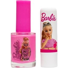 Barbie Lisanslı Pembe Oje ve Dudak Koruyucu Seti