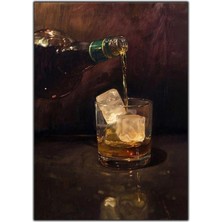 Tablo Dekor Alkol Şişesi ve Bardak Kanvas Tablo