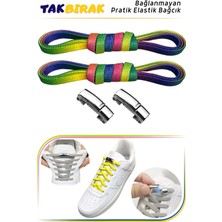 İpekbazaar Takbırak Mıknatıslı Lastikli Ayakkabı Bağcığı, Akıllı Bağcık, Bot, Çocuk, Spor Converse Nike Bağcık