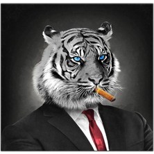 Tablo Dekor Takım Elbiseli Kaplan Kanvas Tablo