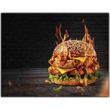 Tablo Dekor Alevli Burger Kanvas Tablo