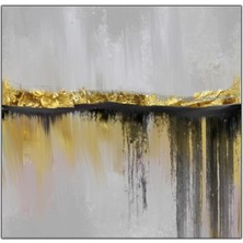 Tablo Dekor Altın Çizgi Kanvas Tablo