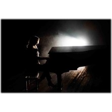 Tablo Dekor Piano Çalan Kadın Kanvas Tablo