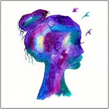 Tablo Dekor Uzay Kadın Kanvas Tablo