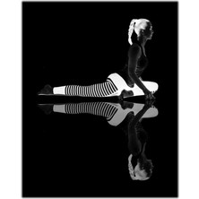 Tablo Dekor Neon Yoga Yapan Kadın Kanvas Tablo