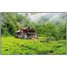 Tablo Dekor Gito Yaylası ve Tahta Ev Kanvas Tablo