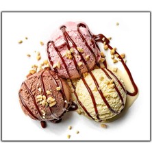 Tablo Dekor Çikolata Soslu Dondurma Topları Kanvas Tablo