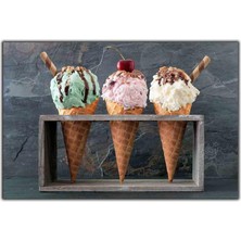 Tablo Dekor 3 Külah Dondurma Kanvas Tablo