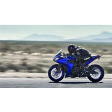 Tablo Dekor Mavi Motosiklet ve Motorcu Kanvas Tablo