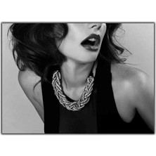 Tablo Dekor Siyah Beyaz Kadın Kanvas Tablo