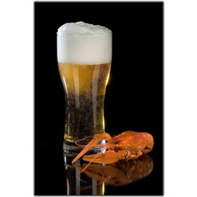 Tablo Dekor Köpüklü Bira ve Istakoz Kanvas Tablo