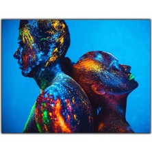 Tablo Dekor Neon Boyalı Kandın ve Erkek Kanvas Tablo