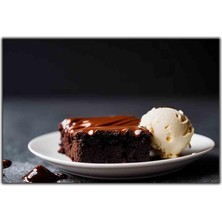 Tablo Dekor Çikolata Soslu Kek ve Dondurma Kanvas Tablo