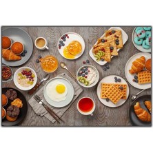 Tablo Dekor Waffle ve Kahvaltı Sofrası Kanvas Tablo